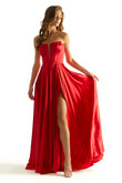 Red Strapless Charmeuse Morilee 49048 Prom Dress