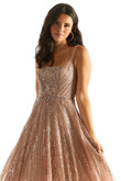 Rose Gold Glitter A-Line Morilee 49065 Prom Dress