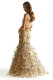 Champagne Floral Print Morilee 49067 Prom Dress