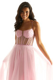 Pucker Up Pink Sheer Corset Morilee 49069 Prom Dress