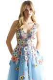 Bahama Blue 3D Floral Morilee 49074 Prom Dress