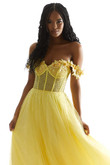 Yellow Off The Shoulder Morilee 49075 Prom Dress