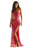 Hot Pink Sequin Fitted Morilee Prom Dress 49087