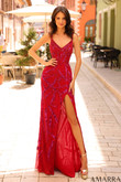 Red/Bright Fuchsia Fit and Flare Amarra Prom Dress 94018