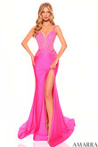 Neon Pink Trumpet Amarra Prom Dress 88747