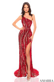 Red/Gold Asymmetrical Amarra Prom Dress 94051