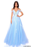 Light Blue Off the Shoulder Amarra Prom Dress 88875