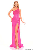 Neon Pink Asymmetrical Amarra Prom Dress 94021