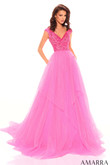 Neon Pink Beaded Amarra Prom Dress 94038