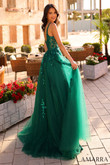Emerald 3-D Flowered Amarra Prom Dress 88729