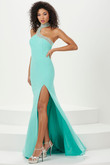 Aqua Choker Jersey Panoply Prom Dress 14159