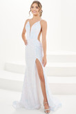 Ivory Plunging Sequin Panoply Prom Dress 14178