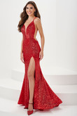 Red Plunging Sequin Panoply Prom Dress 14178