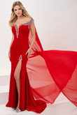 Red Beaded Velvet Panoply Prom Dress 14195