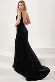 Black/White Plunging Velvet Panoply Prom Dress 14198