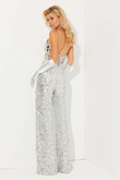 Silver Sparkling Sequin Jasz Couture 7500 Jumpsuit Prom Dress