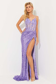 Purple Sequined Lace Corset Jasz Couture 7501 Prom Dress