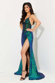 Green Sequined Lace Corset Jasz Couture 7501 Prom Dress