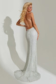 White Shimmering Fitted Jasz Couture Prom Dress 7505