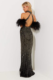 Black Shimmering Tassel Fringe Jasz Couture Prom Dress 7509