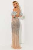 Nude/Silver Shimmering Tassel Fringe Jasz Couture Prom Dress 7509