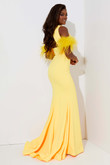 Yellow V-Plunging Jersey Jasz Couture Prom Dress 7510