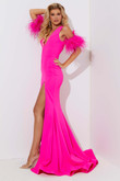 Fuchsia V-Plunging Jersey Jasz Couture Prom Dress 7510