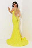 Yellow Illusion Embroidered Back Jasz Couture Prom Dress 7512