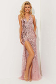  Pink Shimmering Fitted Jasz Couture Prom Dress 7516