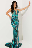 Sequin Patterned Jasz Couture Prom Dress 7524