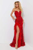 Feather Slit Skirt Jasz Couture Prom Dress 7575