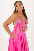 Malibu Pink Tiffany Designs Plus Size 16129 Prom Dress