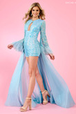 Sky Blue Romper Hi-Low Rachel Allan Prom Dress 70492