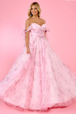 Pink Floral Print Rachel Allan Prom Dress 70495