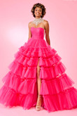 Hot Pink Ruffle A-Line Rachel Allan Prom Dress 70503 Hot Pink Ruffle A-Line Rachel Allan Prom Dress 70503