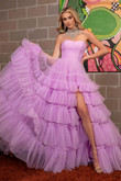 Lilac Ruffle A-Line Rachel Allan Prom Dress 70503