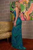 Jade/Royal Sheath V-Neck Rachel Allan Prom Dress 70514