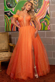 Tangerine/Ombre A-Line Rachel Allan Prom Dress 70515