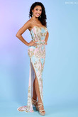 Powder Blue Beaded Strapless Rachel Allan Prom Dress 70518