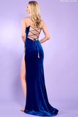 Cobalt/Silver Plunging Velvet Rachel Allan Prom Dress 70522