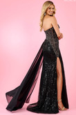 Black/Gunmetal Asymmetrical Strapless Rachel Allan Prom Dress 70525