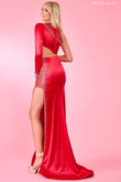 Red/Silver One Sleeve Rachel Allan Prom Dress 70554