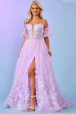 Lilac Floral A-Line Rachel Allan Prom Dress 70557