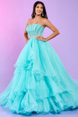 Aqua Strapless A-line Rachel Allan Prom Dress 70570