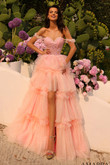 Blush Pink Ruffled Amarra Prom Dress 88790