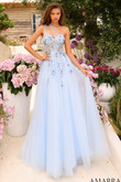 Light Blue Floral Corset Amarra Prom Dress 88838