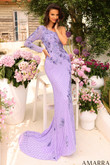 Lilac One Sleeve Amarra Prom Dress 94027