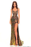 Gold/Multi Sequin Fringe Amarra Prom Dress 88826