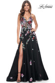Black Floral Corset La Femme Prom Dress 32051