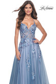 La Femme Prom Dress in Slate Blue